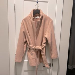 Love Tree XL wrap shacket coat in soft pink